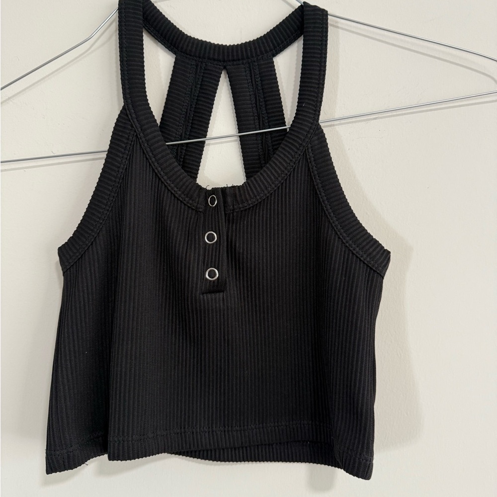 Olivaceous Black Ribbed Crop Top. Size S. Pristine Condition.